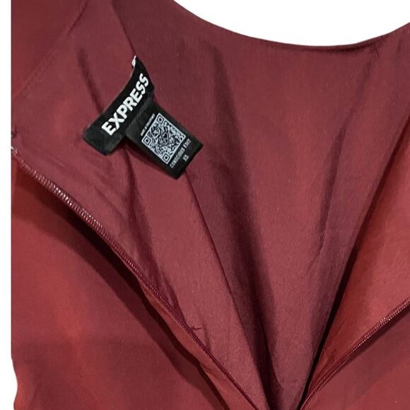 Express Burgundy Sleeveless Short Mini Dress Gathered Skirt Size XS Extra Small - Picture 4 of 5
